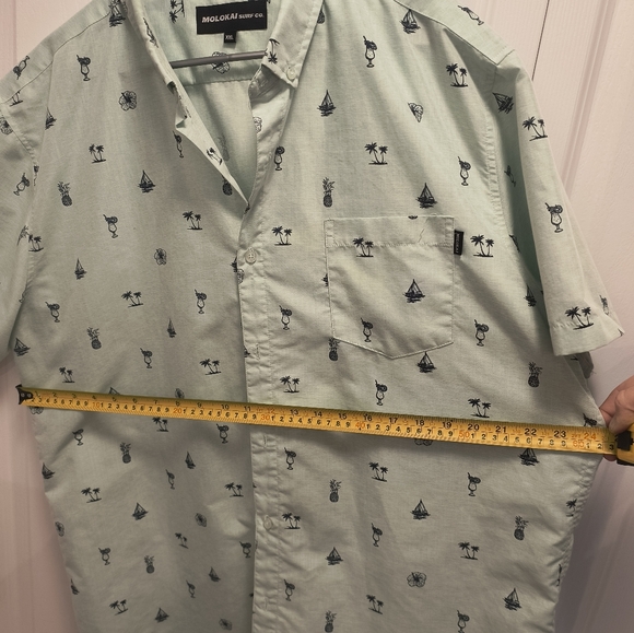 Molokai Surf Co. Men's Mint Green Hawaiian Shirt XXL - Picture 4 of 4